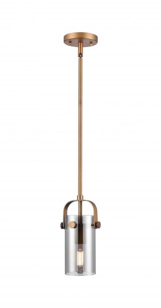 Pilaster II Cylinder - 1 Light - 7 inch Long Glass - Brushed Brass - Pendant