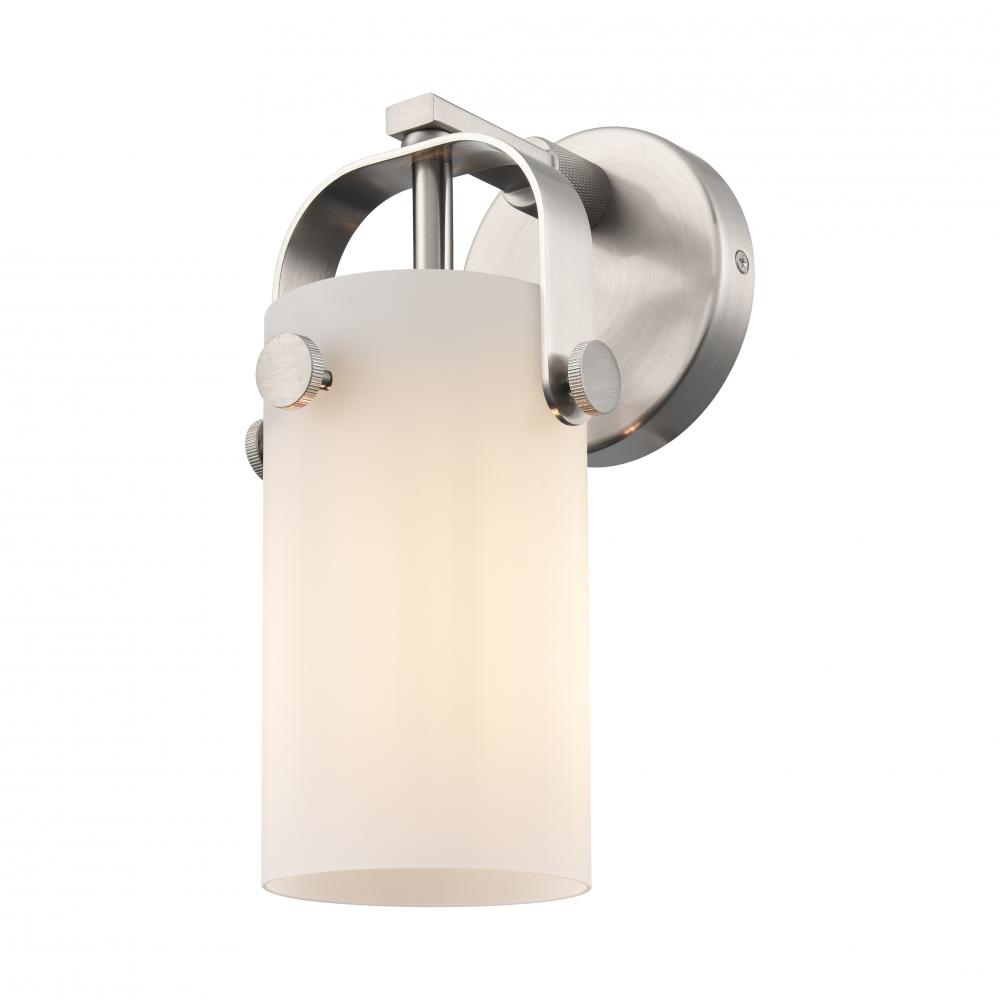 Pilaster - 1 Light - 7 inch Long Glass - Brushed Satin Nickel - Sconce