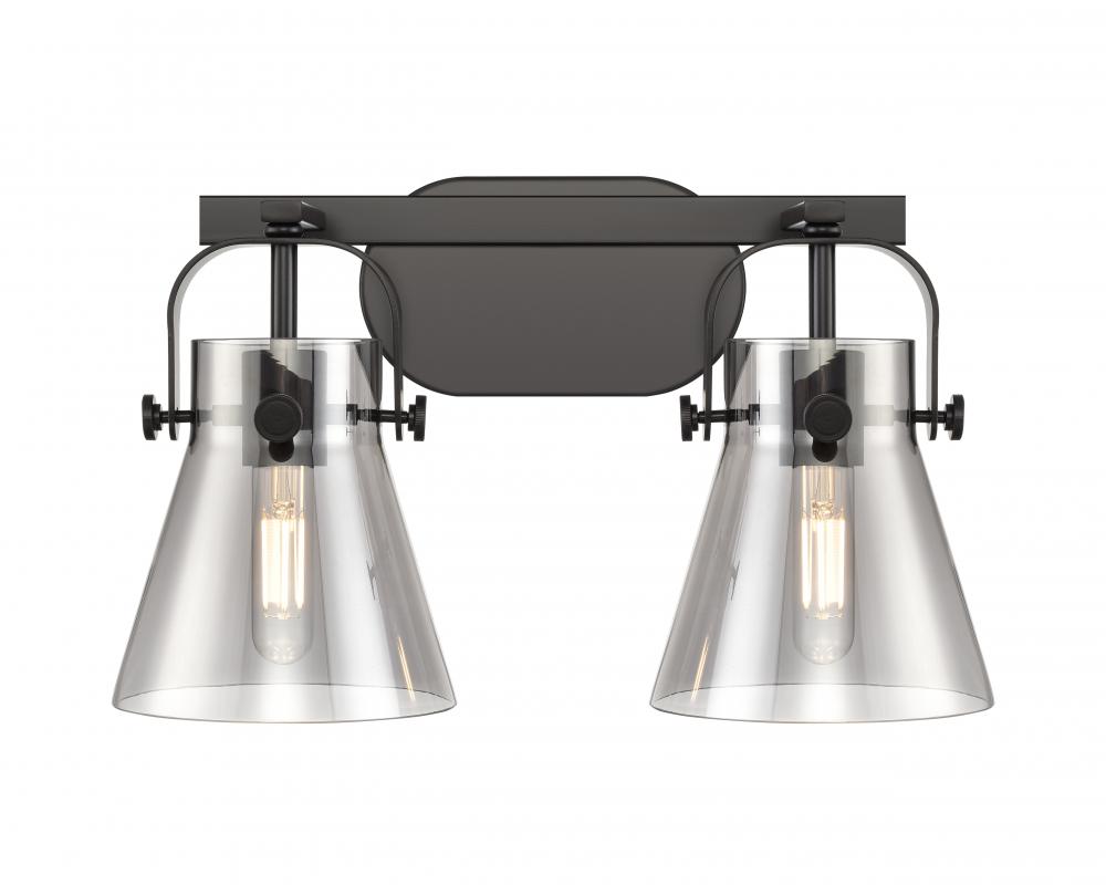 Pilaster II Cone - 2 Light - 17 inch - Matte Black - Bath Vanity Light