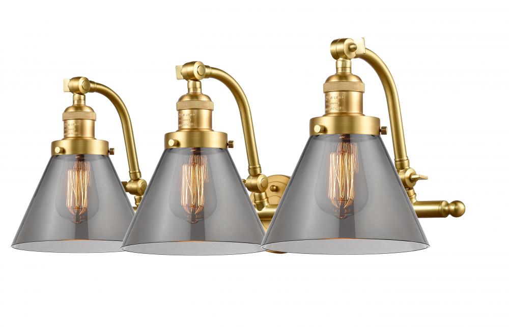 Cone - 3 Light - 28 inch - Satin Gold - Bath Vanity Light