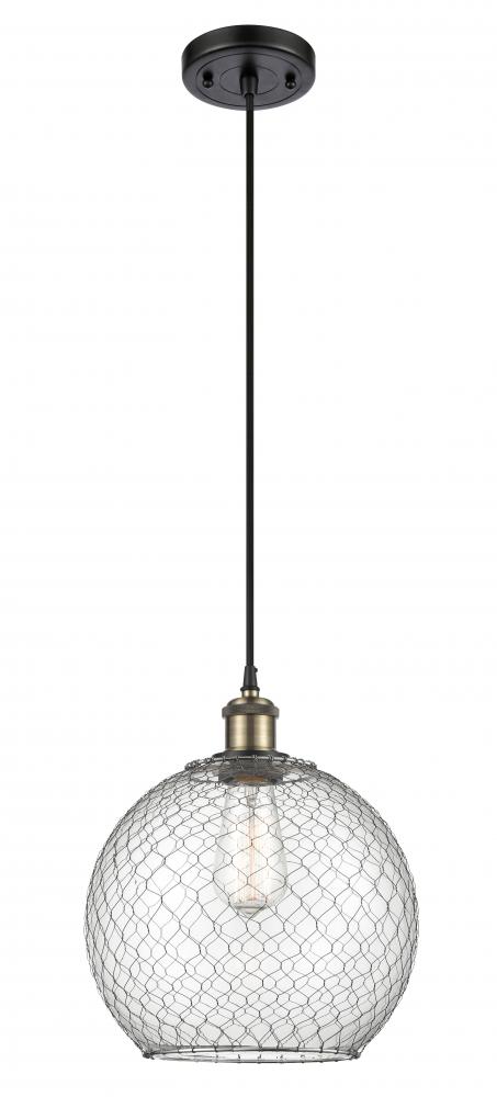 Farmhouse Chicken Wire - 1 Light - 10 inch - Black Antique Brass - Cord hung - Mini Pendant