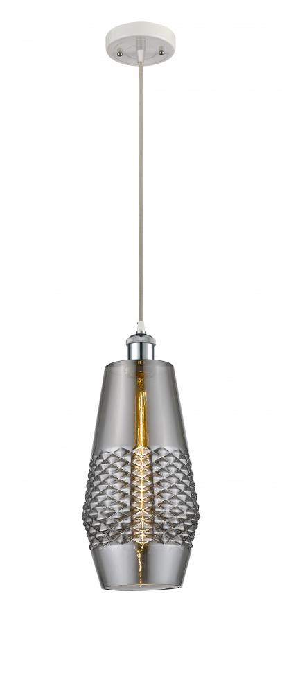 Windham - 1 Light - 7 inch - White Polished Chrome - Cord hung - Mini Pendant