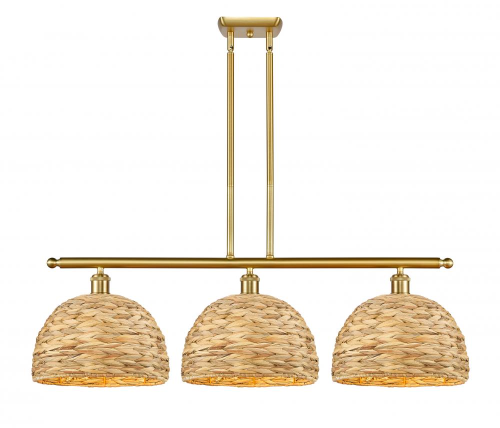 Woven Rattan - 3 Light - 39 inch - Satin Gold - Multi Pendant