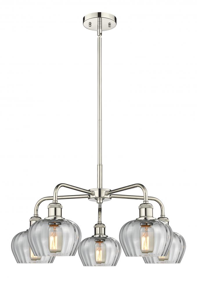 Fenton - 5 Light - 25 inch - Polished Nickel - Chandelier