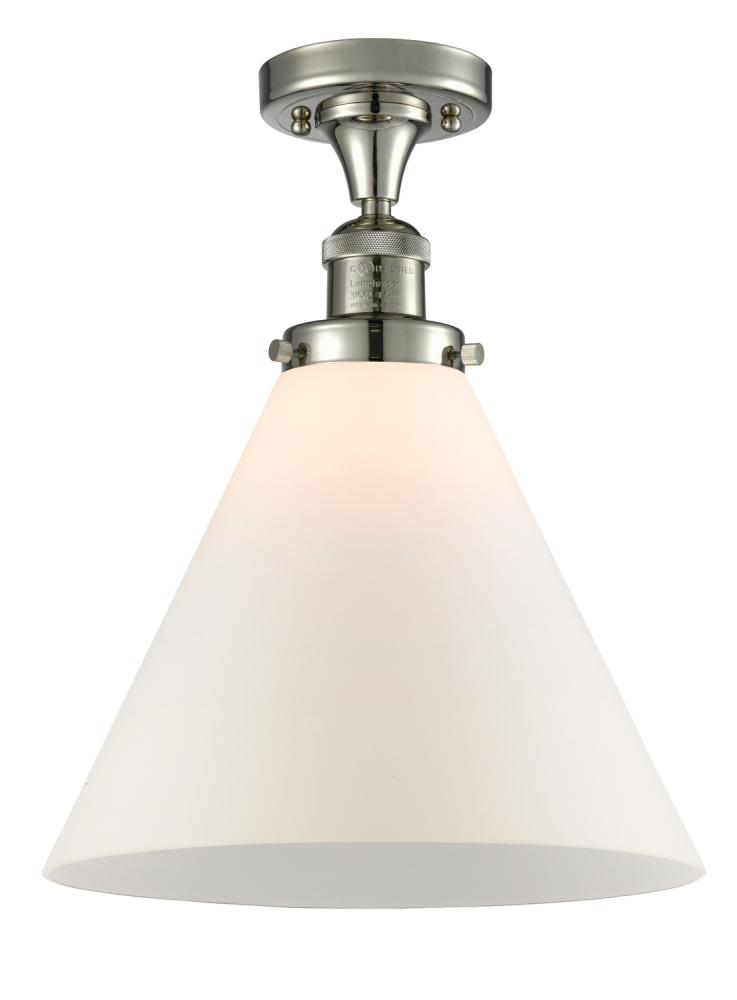 Cone - 1 Light - 12 inch - Polished Nickel - Semi-Flush Mount