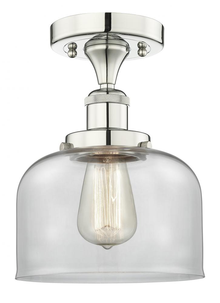 Bell - 1 Light - 8 inch - Polished Nickel - Semi-Flush Mount