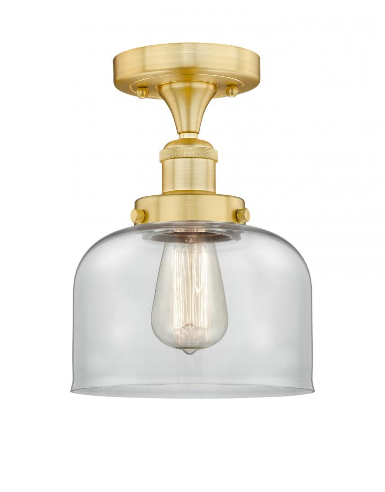 Bell - 1 Light - 8 inch - Satin Gold - Semi-Flush Mount