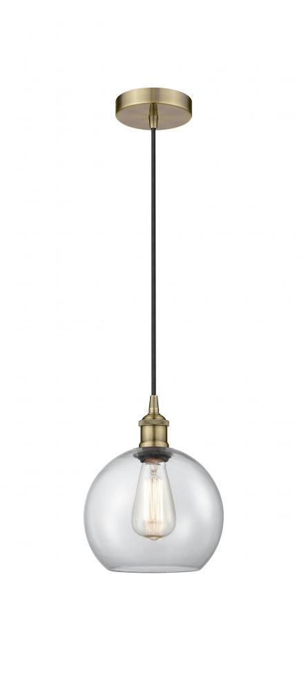 Athens - 1 Light - 8 inch - Antique Brass - Cord hung - Mini Pendant