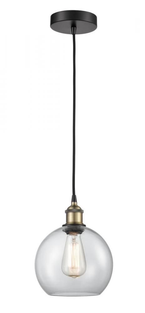 Athens - 1 Light - 8 inch - Black Antique Brass - Cord hung - Mini Pendant