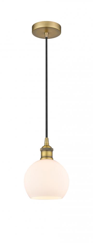 Athens - 1 Light - 6 inch - Brushed Brass - Cord hung - Mini Pendant