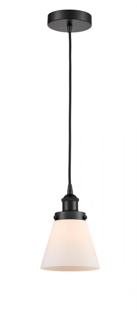 Cone - 1 Light - 6 inch - Matte Black - Cord hung - Mini Pendant