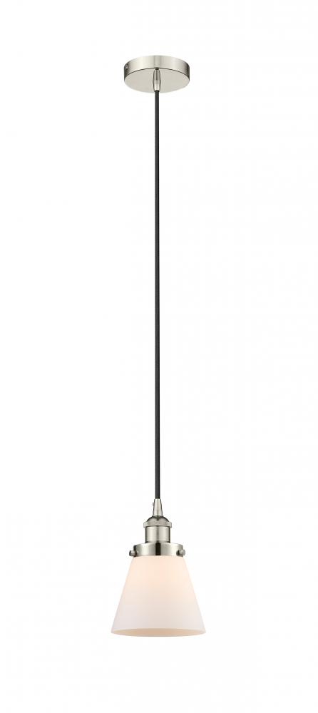 Cone - 1 Light - 6 inch - Polished Nickel - Cord hung - Mini Pendant