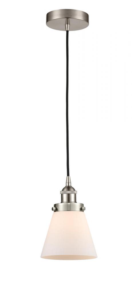 Cone - 1 Light - 6 inch - Brushed Satin Nickel - Cord hung - Mini Pendant