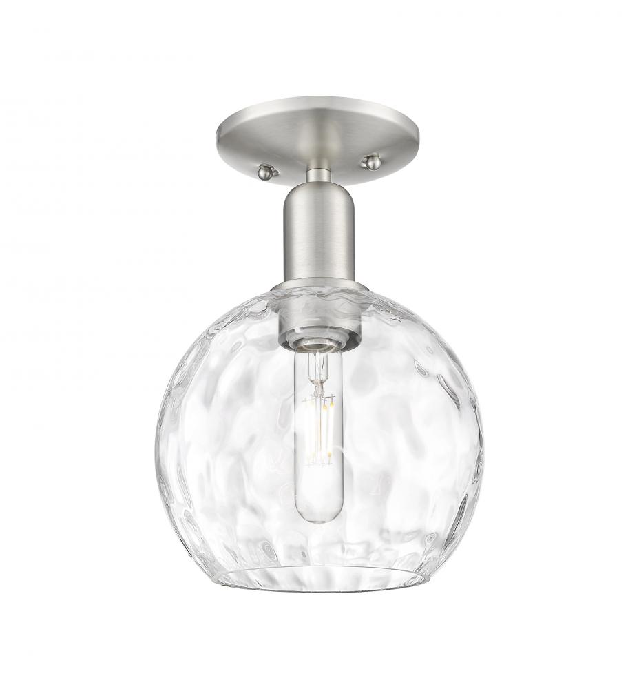 Athens Water Glass - 1 Light - 8 inch - Brushed Satin Nickel - Semi-Flush Mount