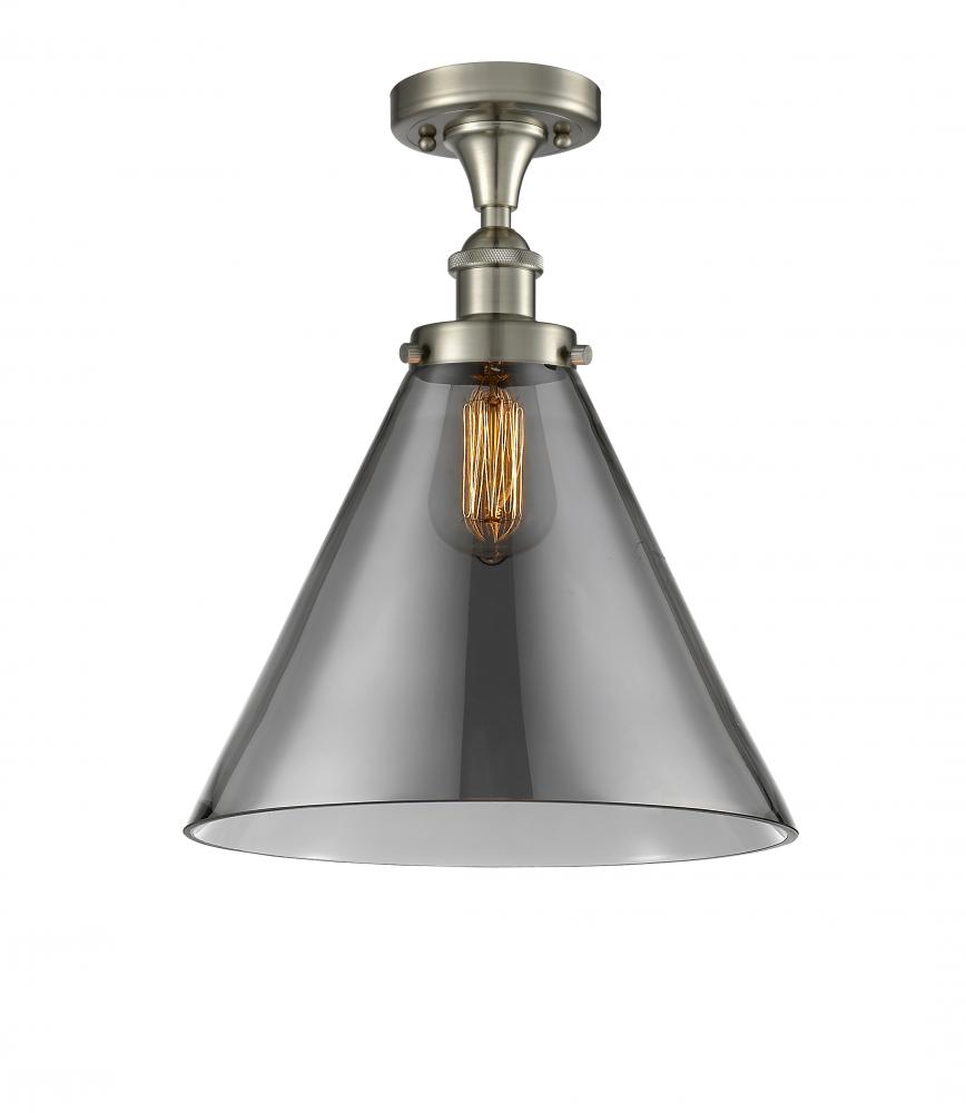 Cone - 1 Light - 12 inch - Brushed Satin Nickel - Semi-Flush Mount