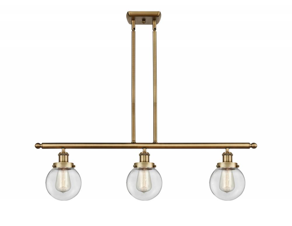 Beacon - 3 Light - 36 inch - Brushed Brass - Stem Hung - Island Light