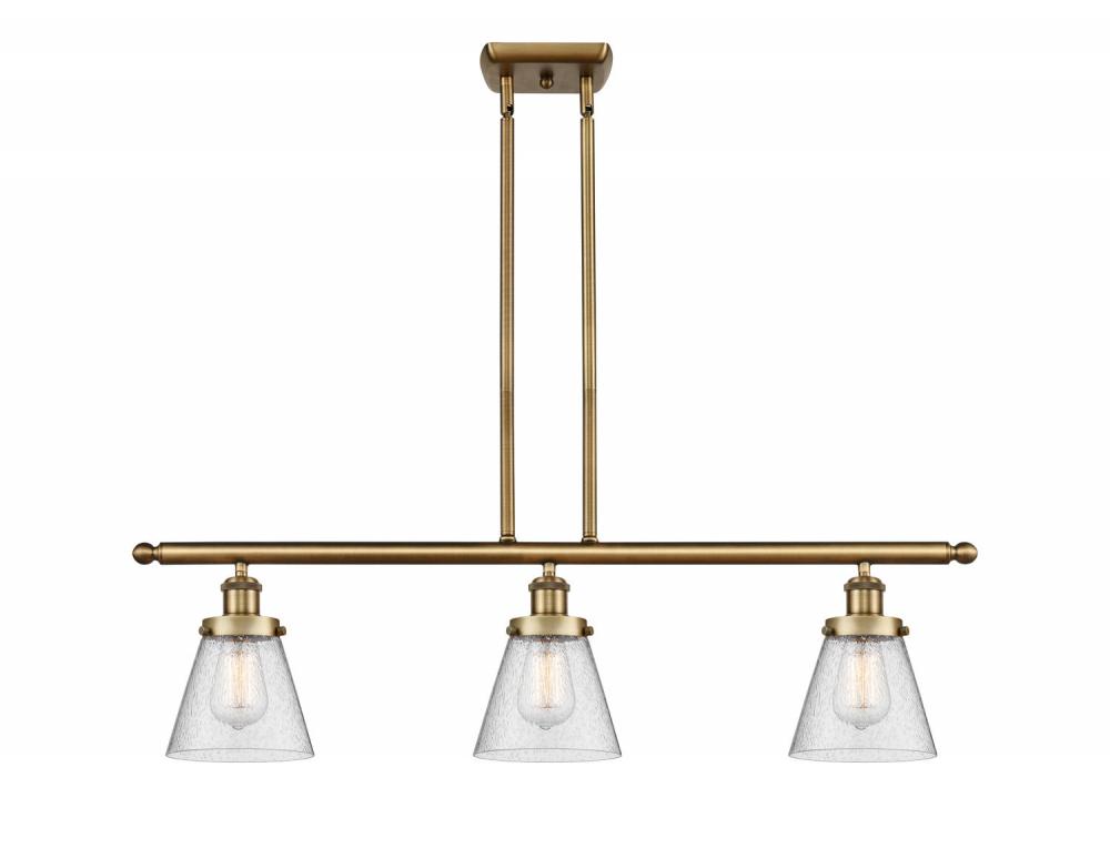 Cone - 3 Light - 36 inch - Brushed Brass - Stem Hung - Island Light