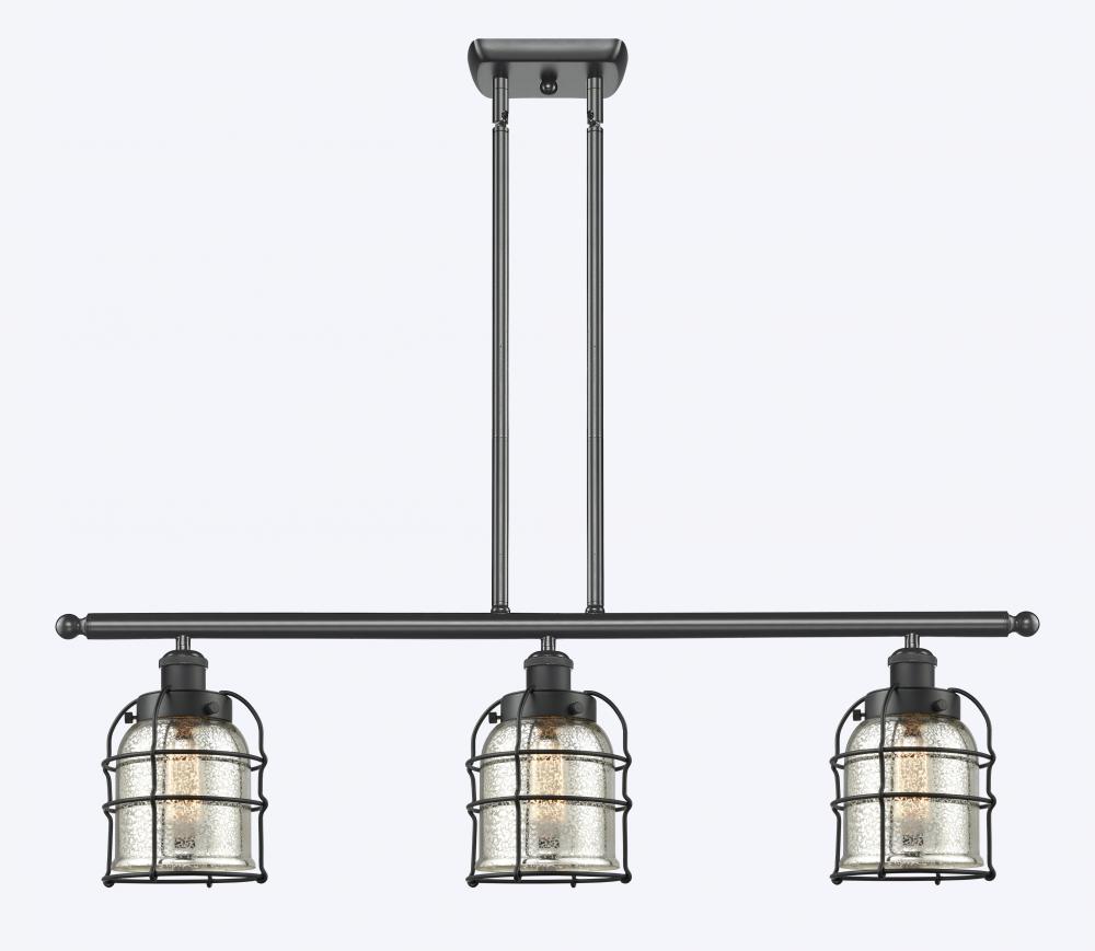 Bell Cage - 3 Light - 36 inch - Matte Black - Stem Hung - Island Light