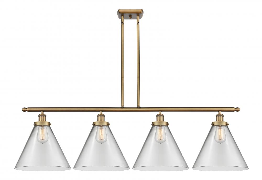 Cone - 4 Light - 48 inch - Brushed Brass - Stem Hung - Island Light