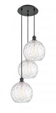 Innovations Lighting 113B-3P-BK-G1215-10 - Athens Water Glass - 3 Light - 17 inch - Matte Black - Cord hung - Multi Pendant