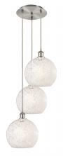 Innovations Lighting 113B-3P-SN-G1216-10WM - White Mouchette - 3 Light - 17 inch - Brushed Satin Nickel - Cord Hung - Multi Pendant