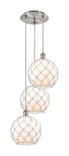 Innovations Lighting 113B-3P-SN-G122-10RW - Farmhouse Rope - 3 Light - 17 inch - Brushed Satin Nickel - Cord Hung - Multi Pendant