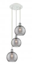 Innovations Lighting 113B-3P-WPC-G1213-8SM - Athens Deco Swirl - 3 Light - 15 inch - White Polished Chrome - Cord Hung - Multi Pendant