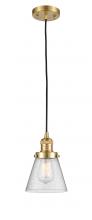 Innovations Lighting 201C-SG-G64-LED - Cone - 1 Light - 6 inch - Satin Gold - Cord hung - Mini Pendant