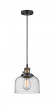 Innovations Lighting 201CSW-BAB-G74-LED - Bell - 1 Light - 8 inch - Black Antique Brass - Cord hung - Mini Pendant