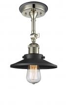 Innovations Lighting 201FBP-PNBK-M6-BK - Railroad - 1 Light - 8 inch - Polished Nickel - Semi-Flush Mount