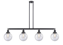 Innovations Lighting 214-BK-G204-8-LED - Beacon - 4 Light - 53 inch - Matte Black - Stem Hung - Island Light