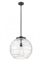 Innovations Lighting 221-1S-BK-G1213-16-BB-95-LED - Athens Deco Swirl - 1 Light - 16 inch - Matte Black - Stem Hung - Pendant