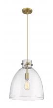 Innovations Lighting 410-1PL-BB-G412-14SDY - Newton Bell - 1 Light - 14 inch - Brushed Brass - Cord hung - Pendant