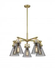 Innovations Lighting 411-5CR-BB-G411-7SM - Newton Cone - 5 Light - 26 inch - Brushed Brass - Chandelier