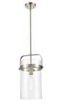 Innovations Lighting 413-1S-SN-8CL-LED - Pilaster - 1 Light - 8 inch Glass - Brushed Satin Nickel - Cord hung - Mini Pendant