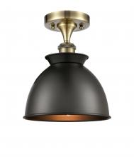 Innovations Lighting 516-1C-AB-M14-BK - Adirondack - 1 Light - 8 inch - Antique Brass - Semi-Flush Mount