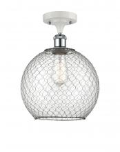 Innovations Lighting 516-1C-WPC-G122-10CBK-LED - Farmhouse Chicken Wire - 1 Light - 10 inch - White Polished Chrome - Semi-Flush Mount