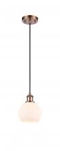 Innovations Lighting 516-1P-AC-G121-6-LED - Athens - 1 Light - 6 inch - Antique Copper - Cord hung - Mini Pendant