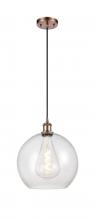 Innovations Lighting 516-1P-AC-G124-12-LED - Athens - 1 Light - 12 inch - Antique Copper - Cord hung - Mini Pendant