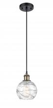 Innovations Lighting 516-1P-BAB-G1213-6-LED - Athens Deco Swirl - 1 Light - 6 inch - Black Antique Brass - Cord hung - Mini Pendant