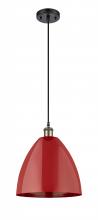 Innovations Lighting 516-1P-BAB-MBD-12-RD-LED - Plymouth - 1 Light - 12 inch - Black Antique Brass - Cord hung - Mini Pendant