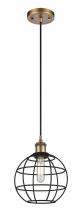 Innovations Lighting 516-1P-BB-CE-8-BK - Lake Placid - 1 Light - 8 inch - Brushed Brass - Mini Pendant