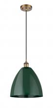 Innovations Lighting 516-1P-BB-MBD-12-GR-LED - Plymouth - 1 Light - 12 inch - Brushed Brass - Cord hung - Mini Pendant