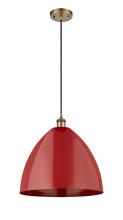 Innovations Lighting 516-1P-BB-MBD-16-RD-LED - Plymouth - 1 Light - 16 inch - Brushed Brass - Cord hung - Mini Pendant