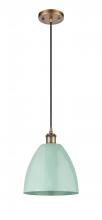 Innovations Lighting 516-1P-BB-MBD-9-SF-LED - Plymouth - 1 Light - 9 inch - Brushed Brass - Cord hung - Mini Pendant