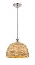 Innovations Lighting 516-1P-SN-RBD-12-NAT - Woven Rattan - 1 Light - 12 inch - Satin Nickel - Mini Pendant