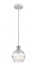 Innovations Lighting 516-1P-WPC-G1213-6-LED - Athens Deco Swirl - 1 Light - 6 inch - White Polished Chrome - Cord hung - Mini Pendant