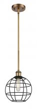 Innovations Lighting 516-1S-BB-CE-8-BK - Lake Placid - 1 Light - 8 inch - Brushed Brass - Mini Pendant