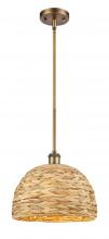 Innovations Lighting 516-1S-BB-RBD-12-NAT - Woven Rattan - 1 Light - 12 inch - Brushed Brass - Mini Pendant