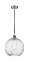 Innovations Lighting 616-1P-SN-G1214-12-LED - Athens Twisted Swirl - 1 Light - 12 inch - Brushed Satin Nickel - Cord hung - Mini Pendant